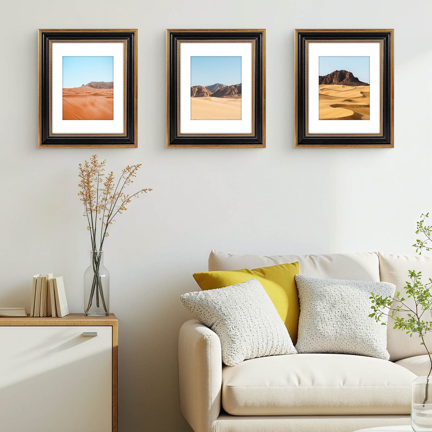Frametory,11x14 Photo Frame with White Mat for 8x10 Picture Ornate Gold/Black (10 Pack)