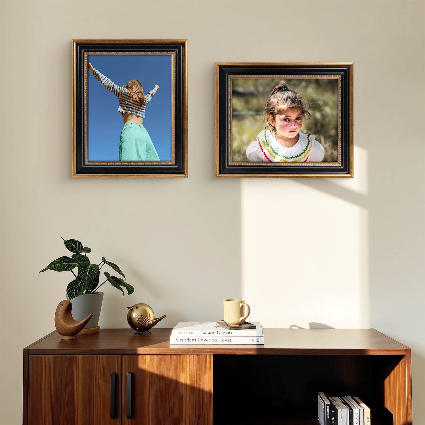 Frametory,11x14 Photo Frame with White Mat for 8x10 Picture Ornate Gold/Black (10 Pack)
