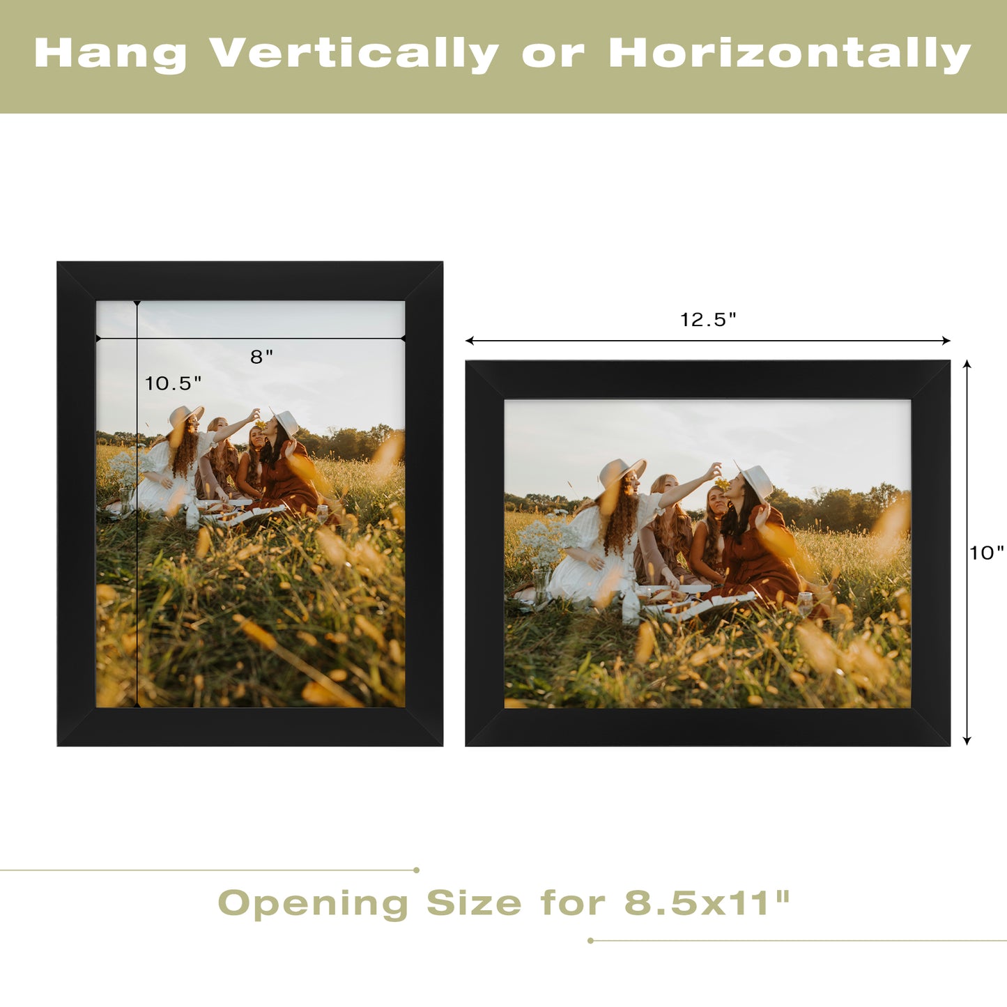 8.5x11 Diploma Frame for 8.5x11 Picture Black Color (10 Pack)