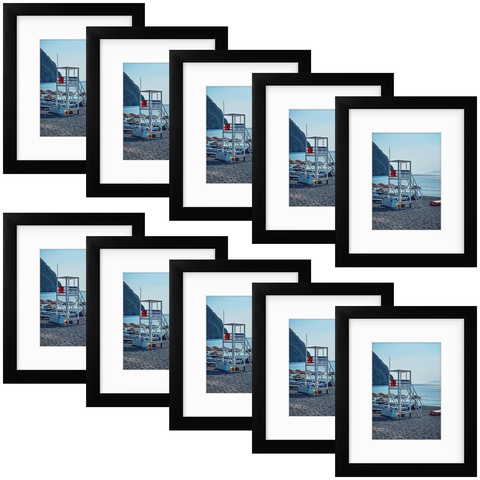 8x10 Wood Frame for 5x7 Picture Black Color (10 Pack)– Frametory