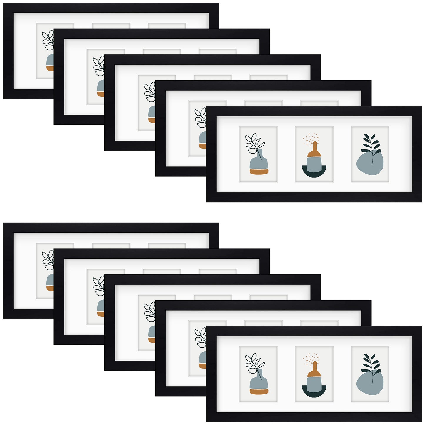 8x20 Collage Picture Frames for Three 4x6 Picture Black Wood Frame(10 Pcs per Box)