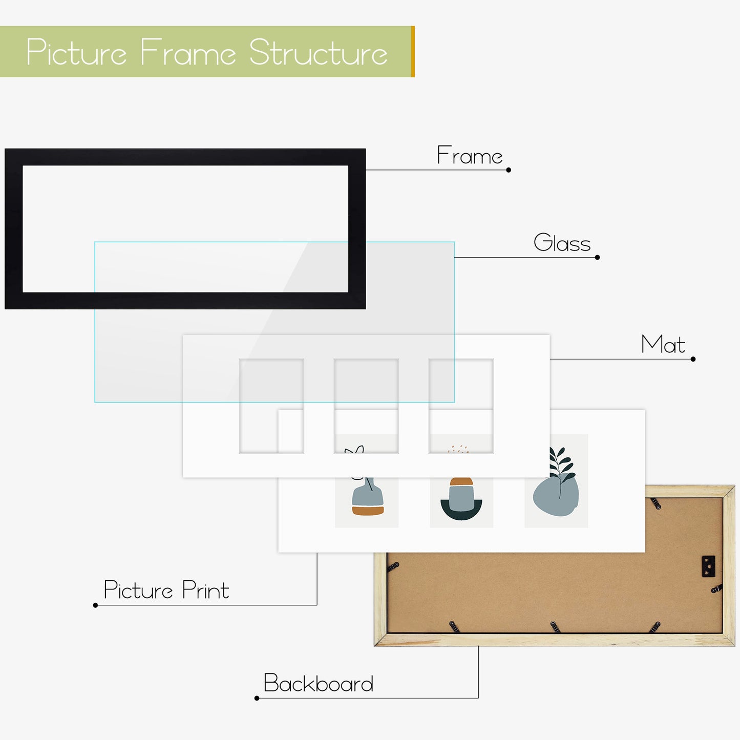 8x20 Collage Picture Frames for Three 4x6 Picture Black Color (10 Pack)