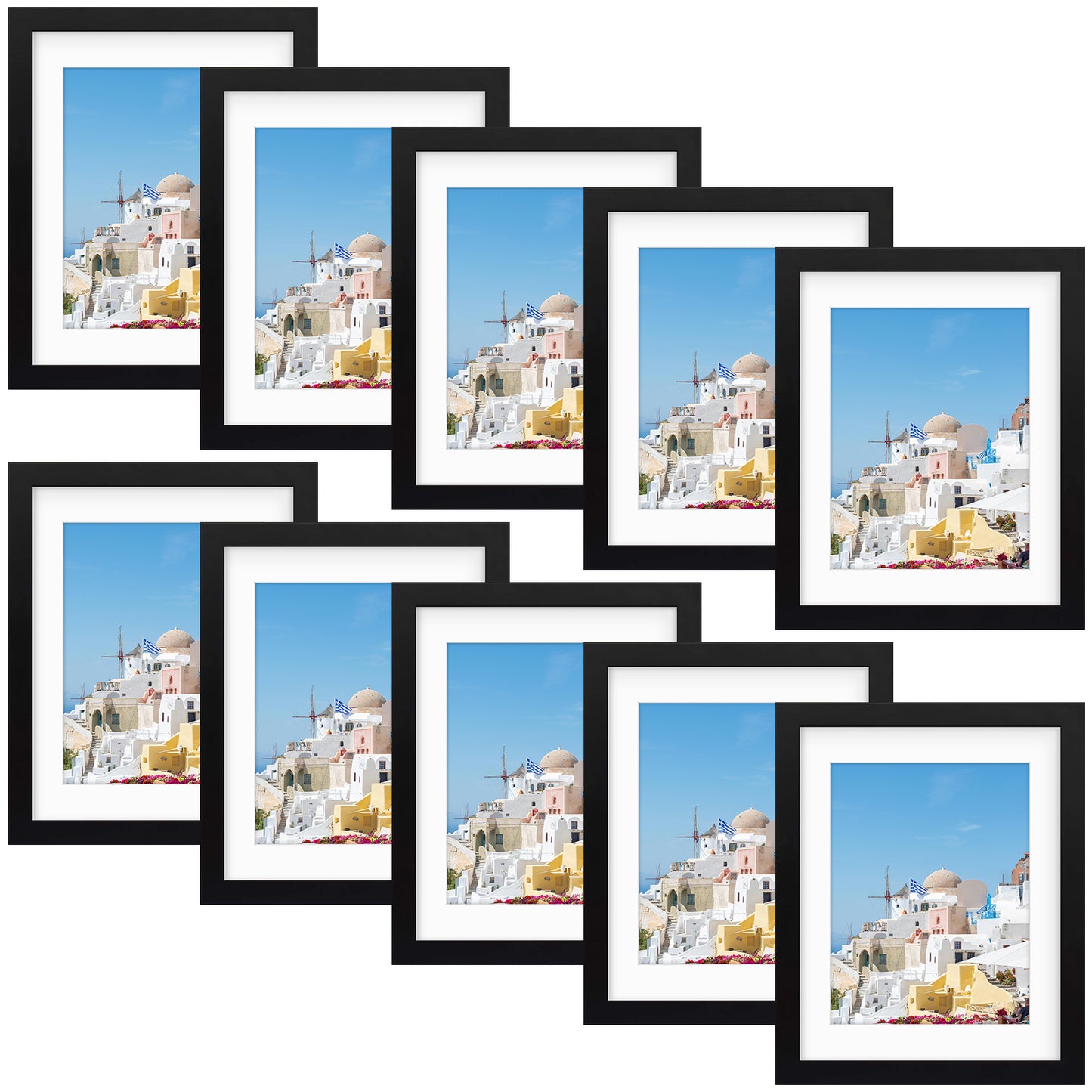 Frametory, 11x14 Wood Frame for 8.5x11 Picture Black(10 Pack)