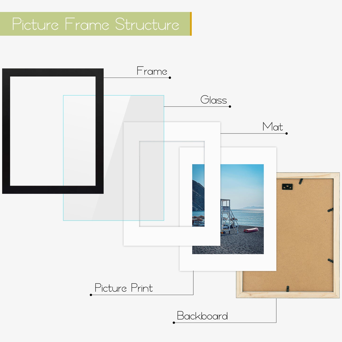 11x14 Wood Frame for 8.5x11 Picture Black Color (10 Pack)