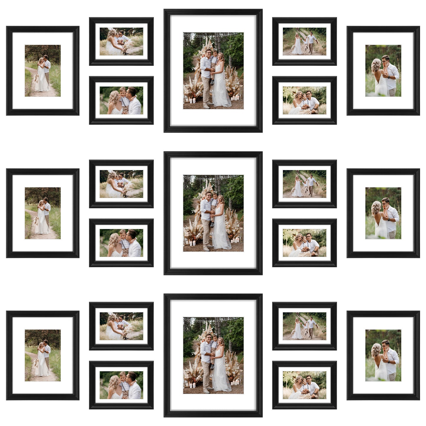 Clearance Wall Gallery Photo Frames with White Mat and Real Glass (21 Pack)