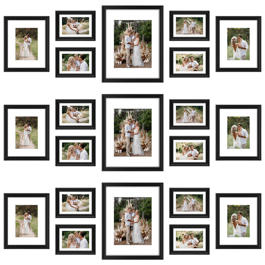 Clearance Wall Gallery Photo Frames with White Mat and Real Glass (21 Pack)