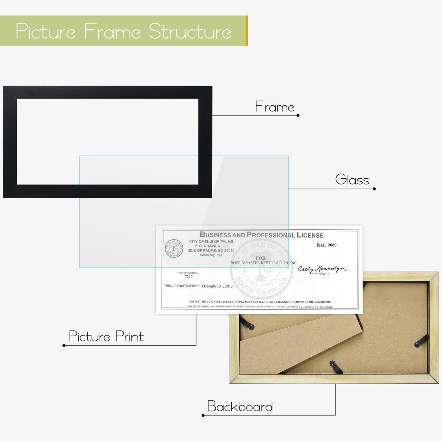 5x10 Wood Frame for 4x9 Picture Black Color (10 Pack)