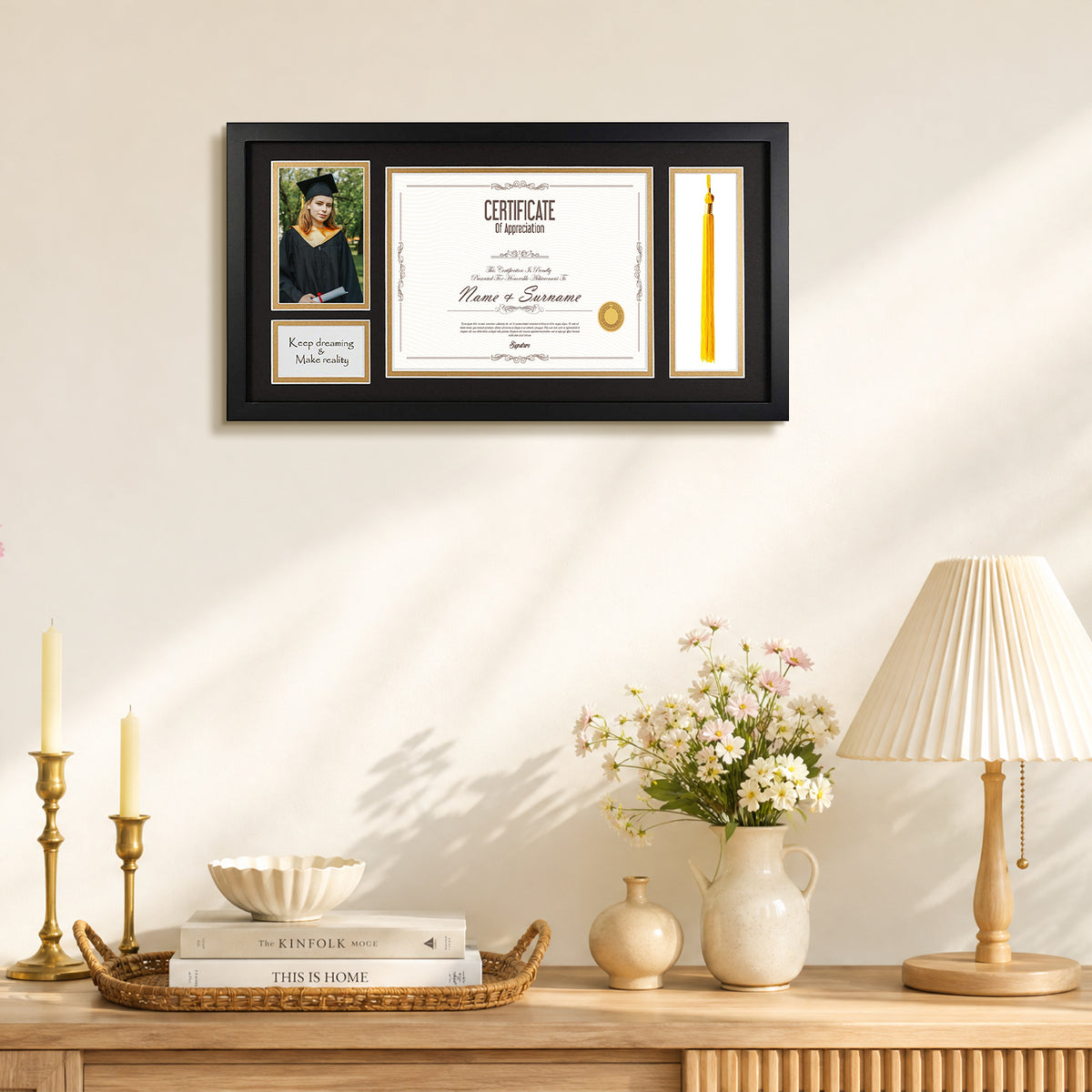 Clearance 11x22 Diploma Frame for 8.5x11 Certificate and 4x6 Picture (6 Pack)