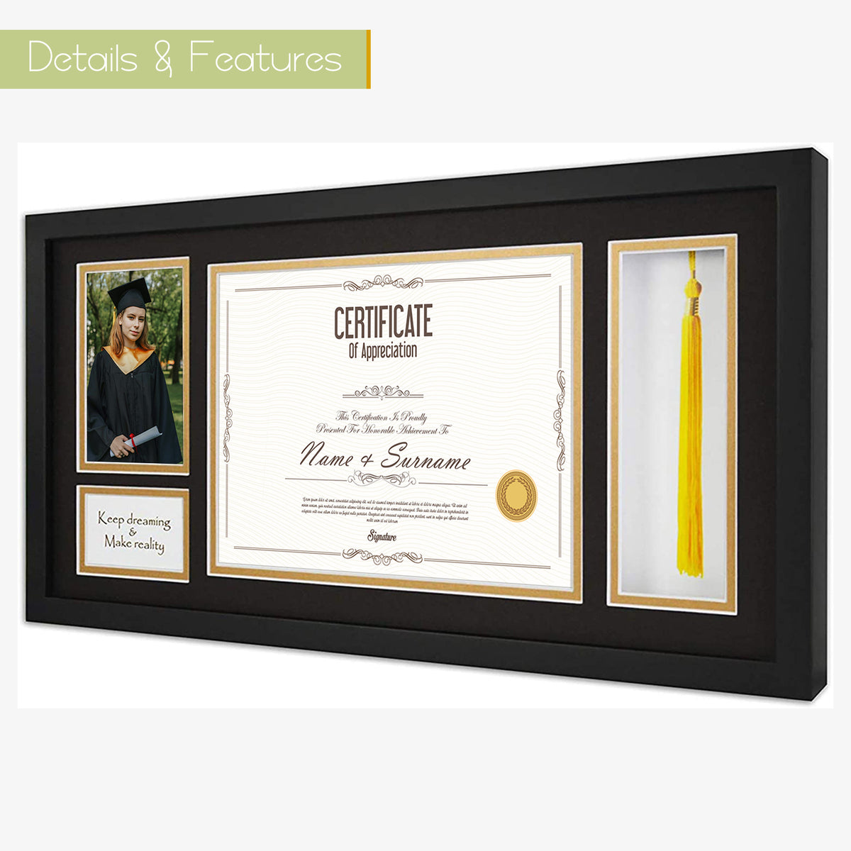 Clearance 11x22 Diploma Frame for 8.5x11 Certificate and 4x6 Picture (6 Pack)