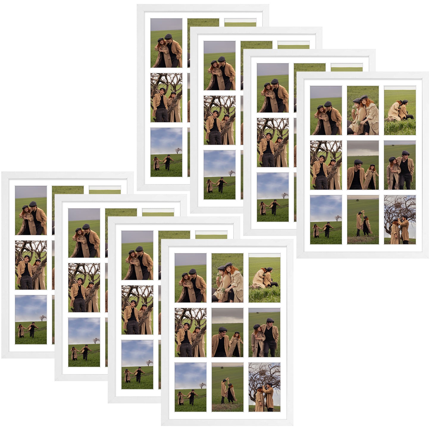 13.6x19.7 Wood Frame for Nine 4x6 Pictures White (8 Pcs per Box)