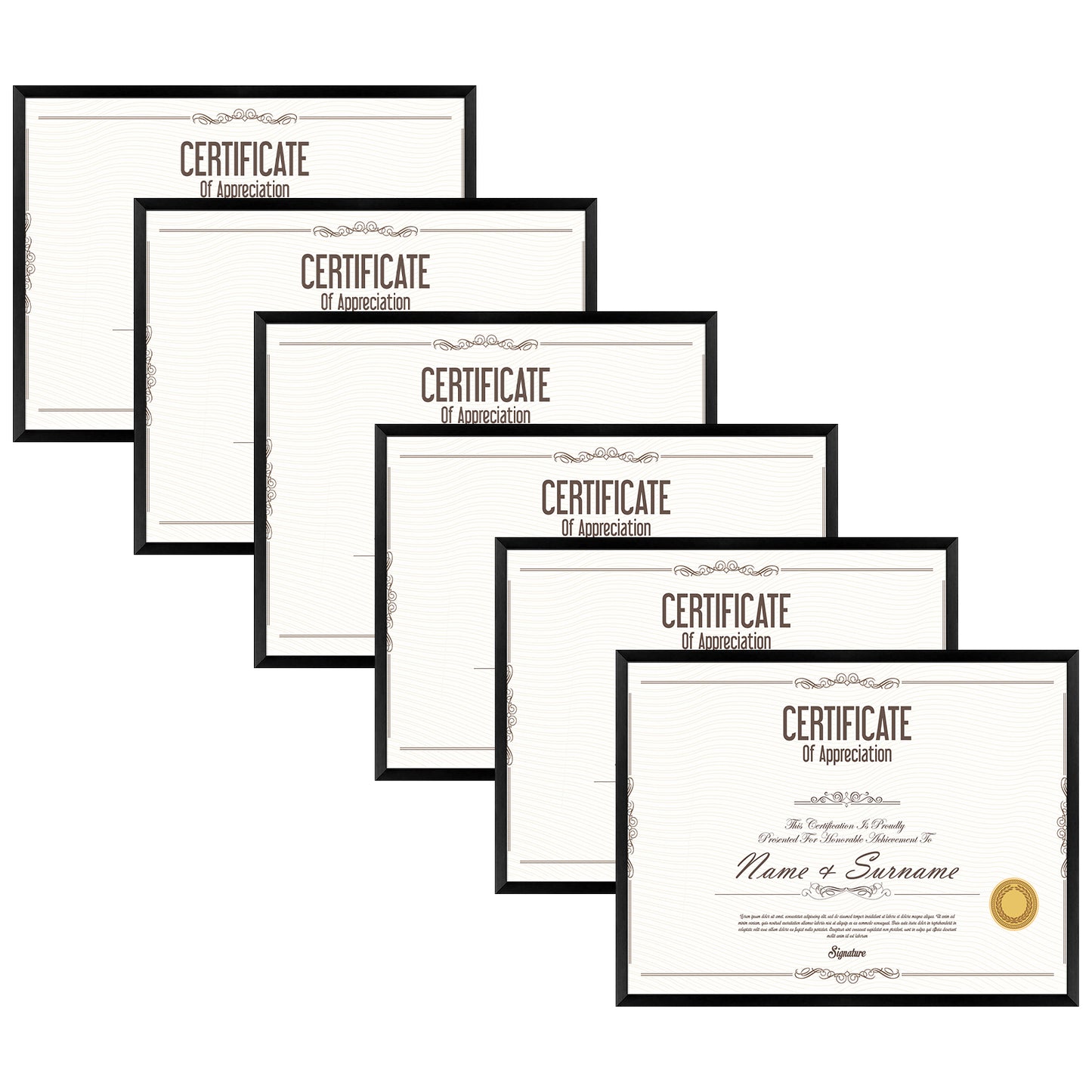 Frametory, 8.5x11 Diploma Frame for 8.5x11 Certificate (6 Pack)