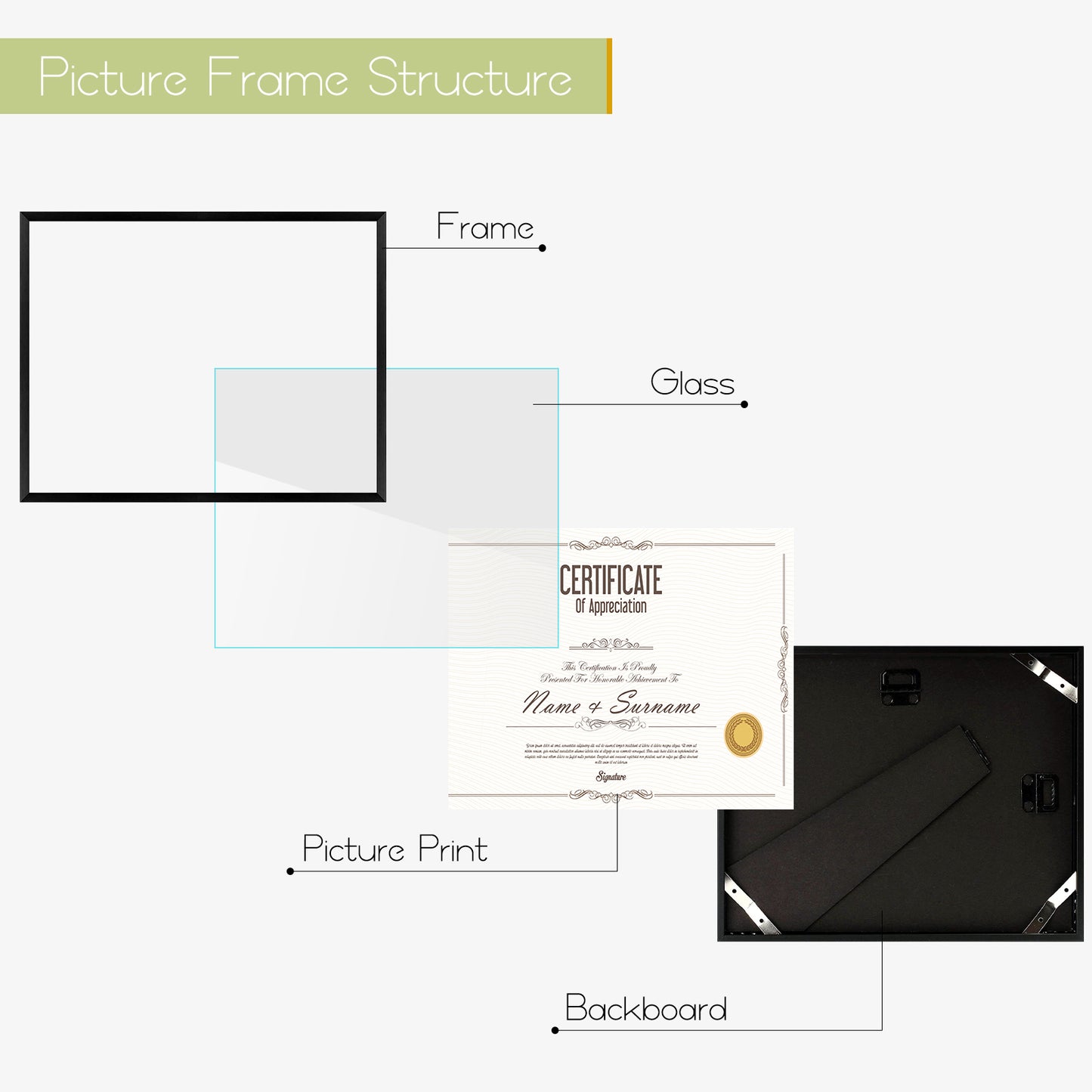 Frametory, 8.5x11 Diploma Frame for 8.5x11 Certificate (6 Pack)