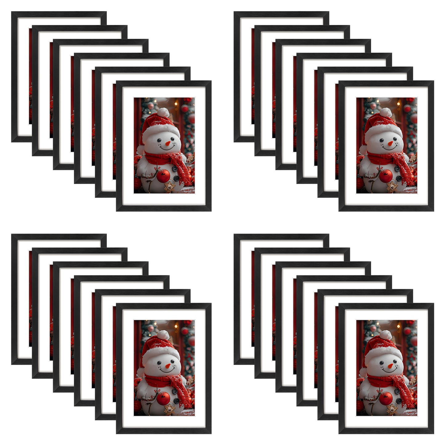 Frametory,5x7 Aluminum Picture Frame for 4x6 Photo with White Mat (24 Pack)