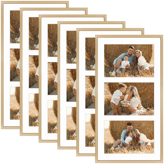 Frametory,8.5x16.3 Collage Picture Frame for Three 5x7 Photos (6 Pack)