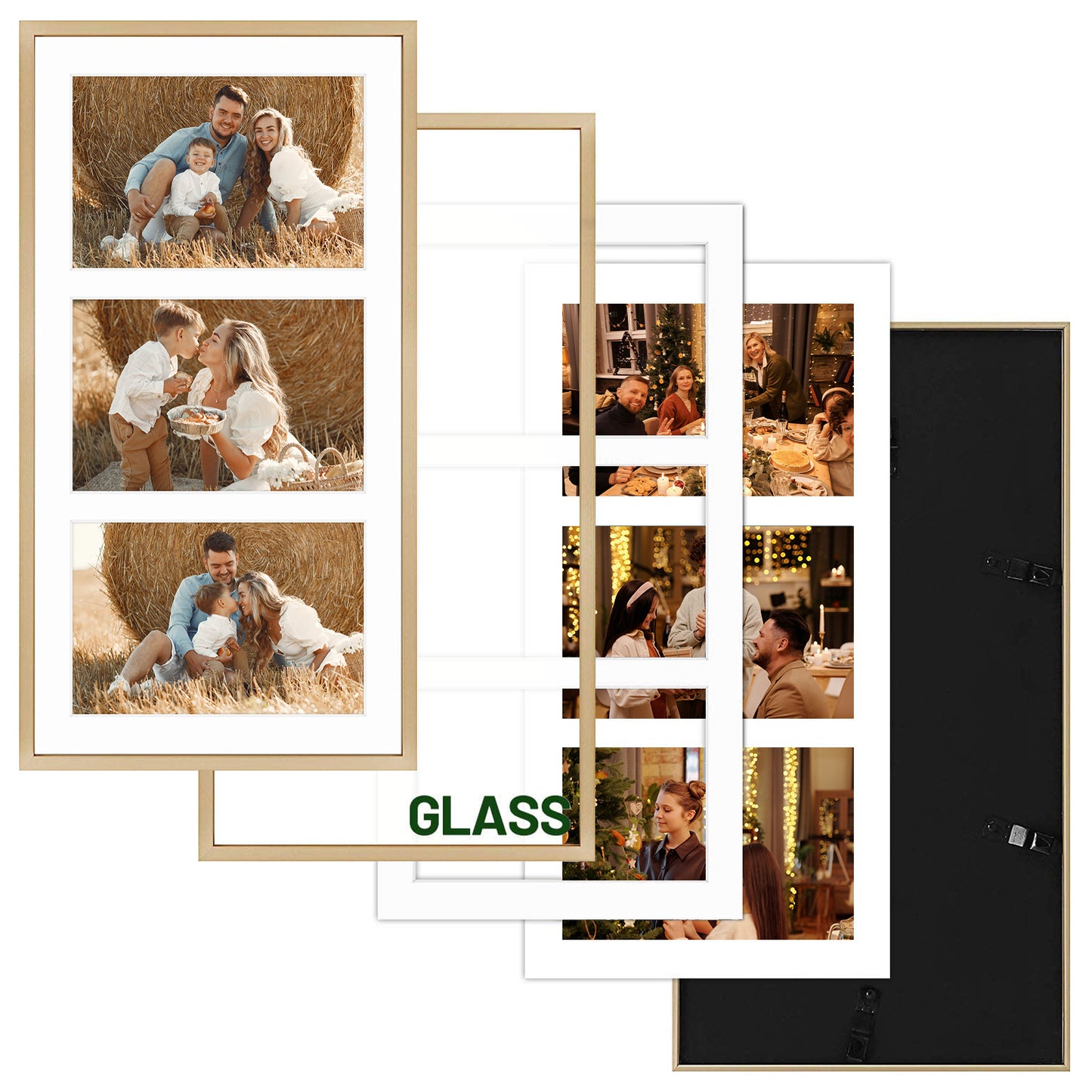 Frametory,8.5x16.3 Collage Picture Frame for Three 5x7 Photos (6 Pack)