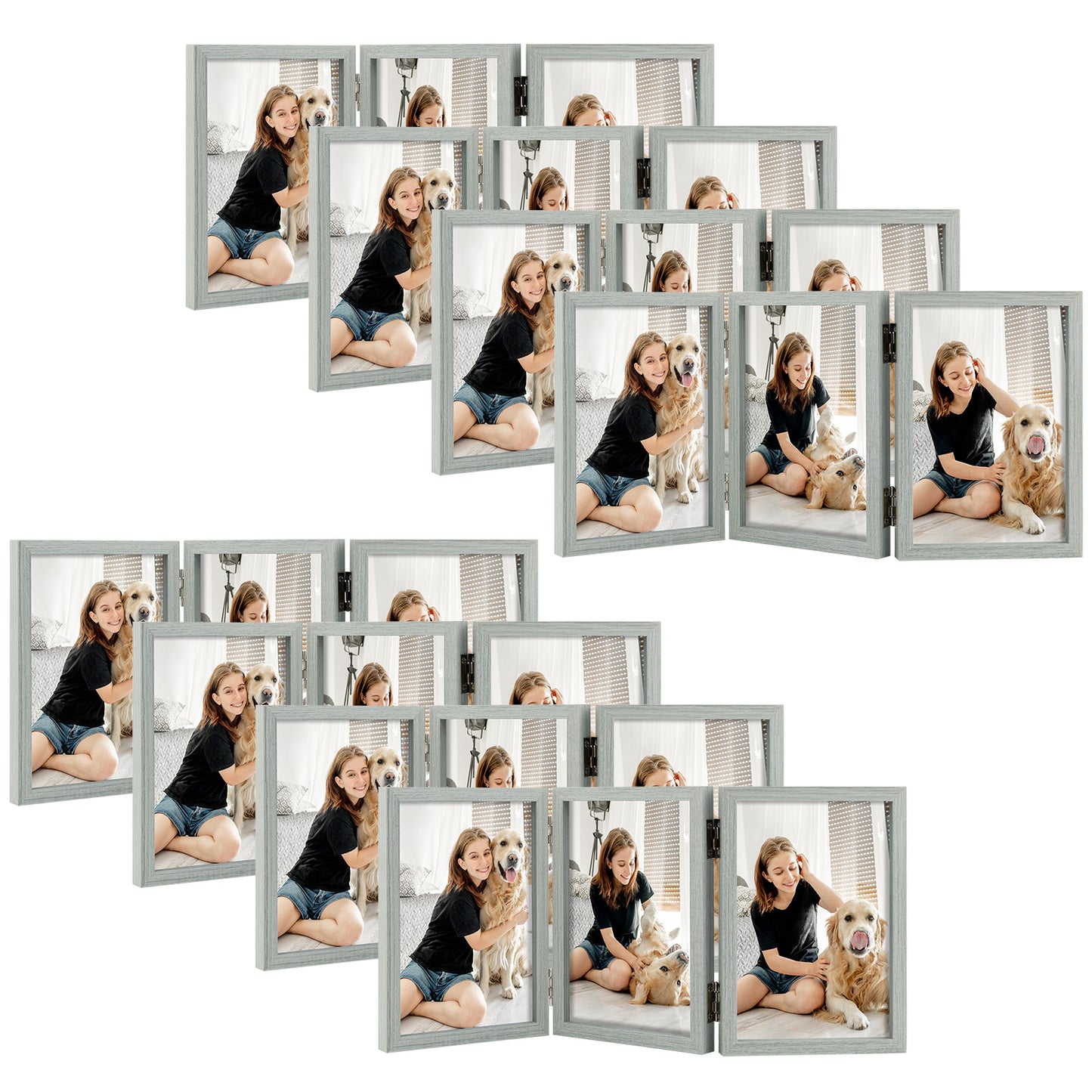 Clearance 4x6 Three Picture Frame Grey (8 Pack)