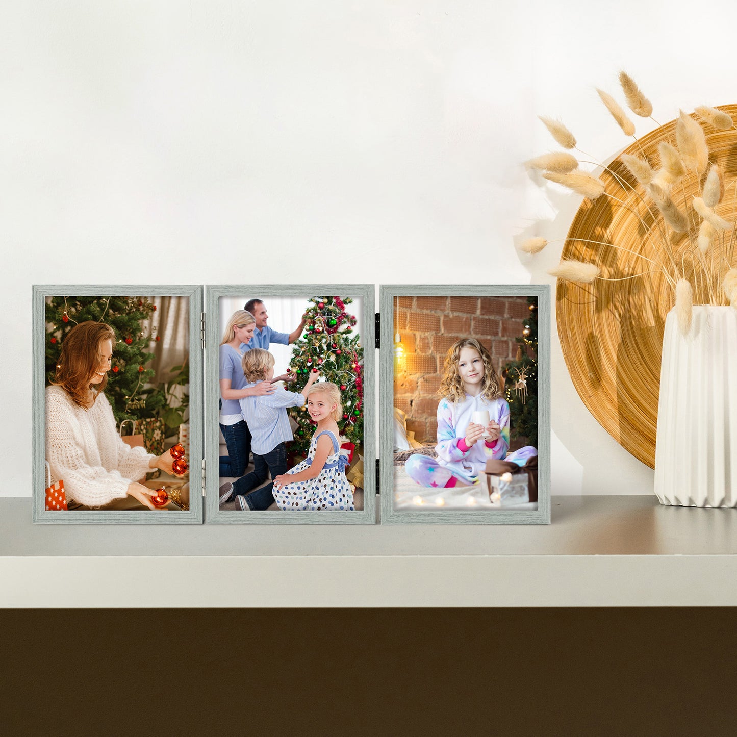 Clearance 4x6 Three Picture Frame Grey (8 Pack)