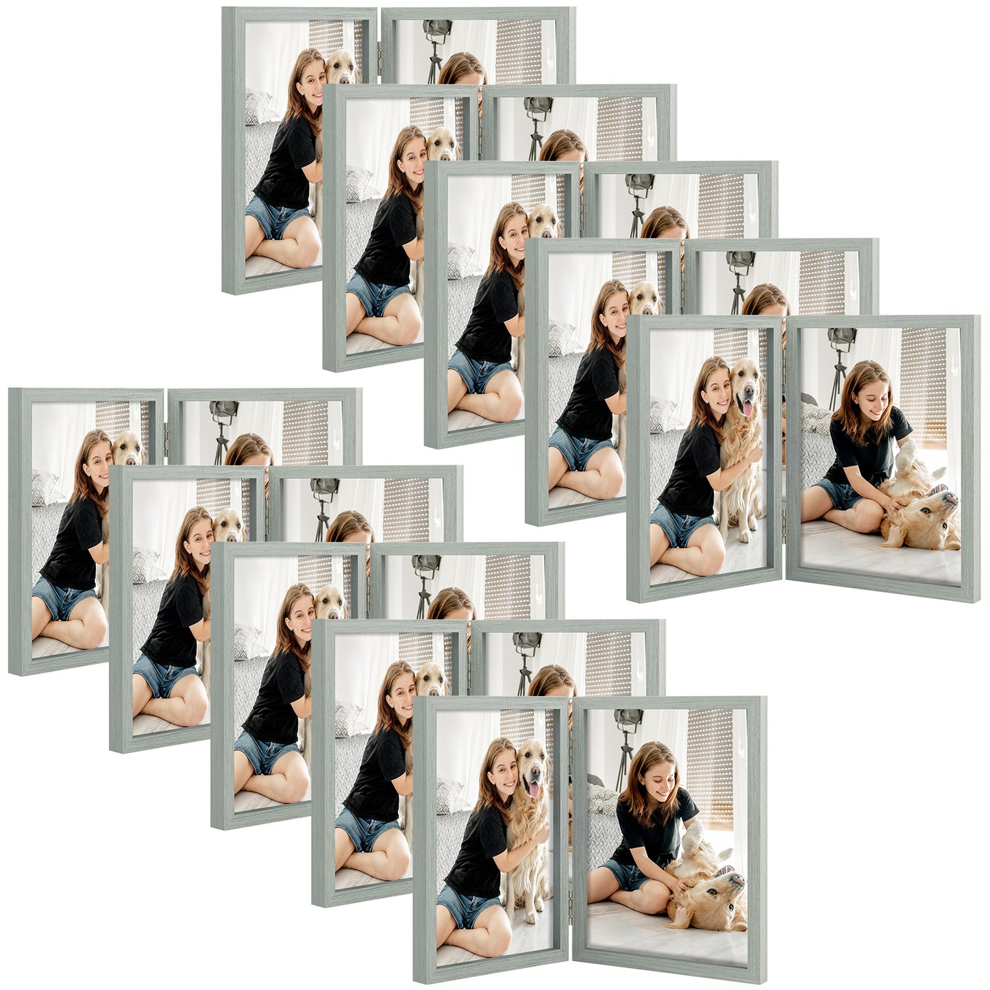 Clearance 5x7 Double Picture Frame Grey (10 Pack)