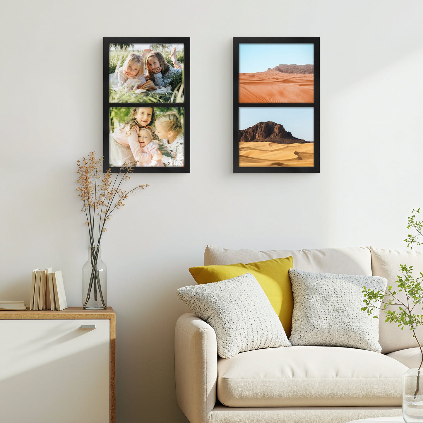Frametory,10x16 Collage Picture Frame Display Two 8x10 Photos Black (8 Pack)