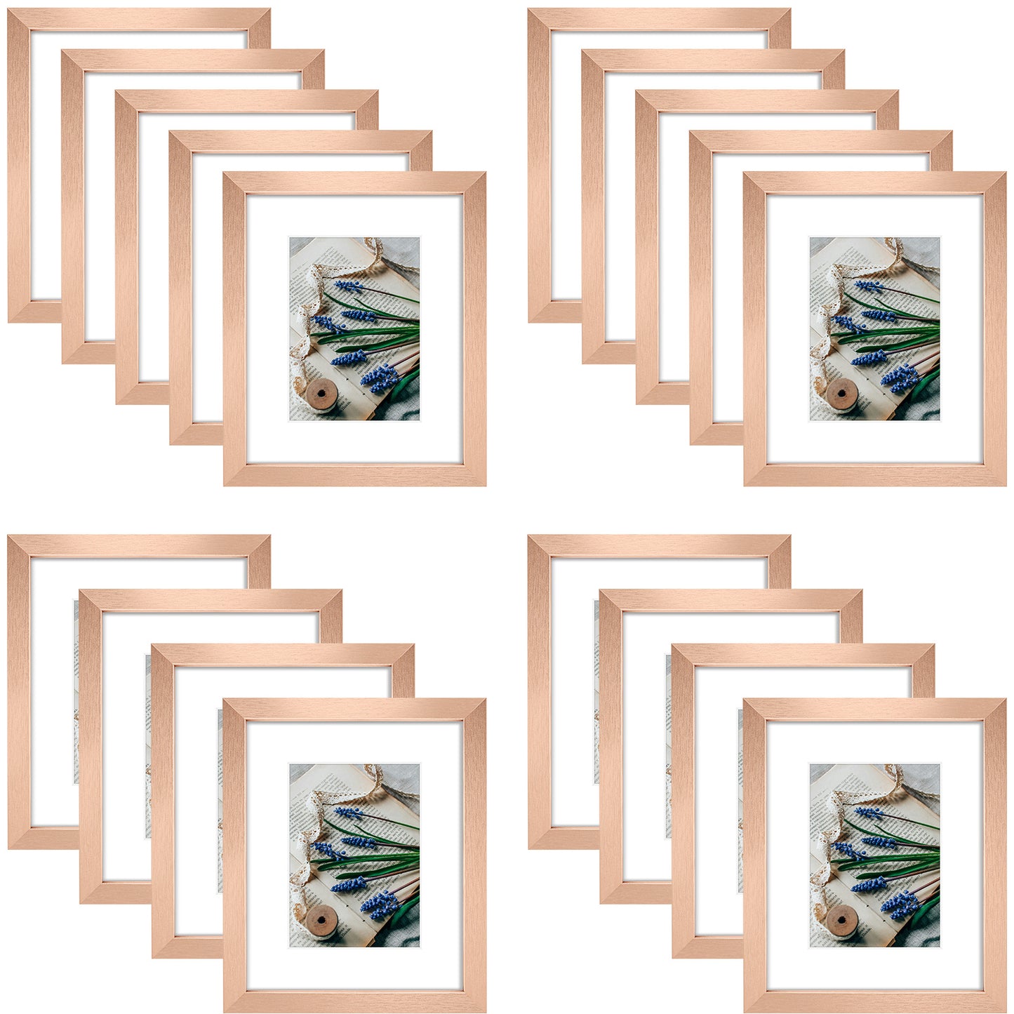 Clearance 8x10 Picture Frames Displays 5x7 Photo Rose Gold (18 Pack)