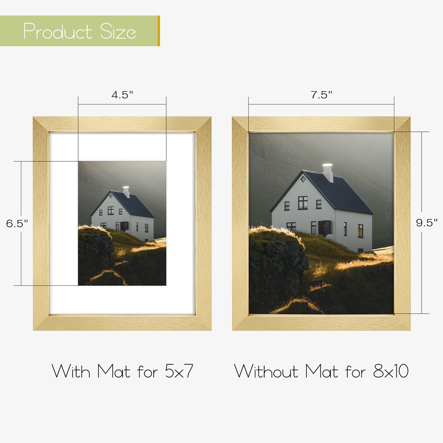 Frametory,8x10 Picture Frame with White Mat for 5x7 Photo Gold(18 Pcs Per Box)