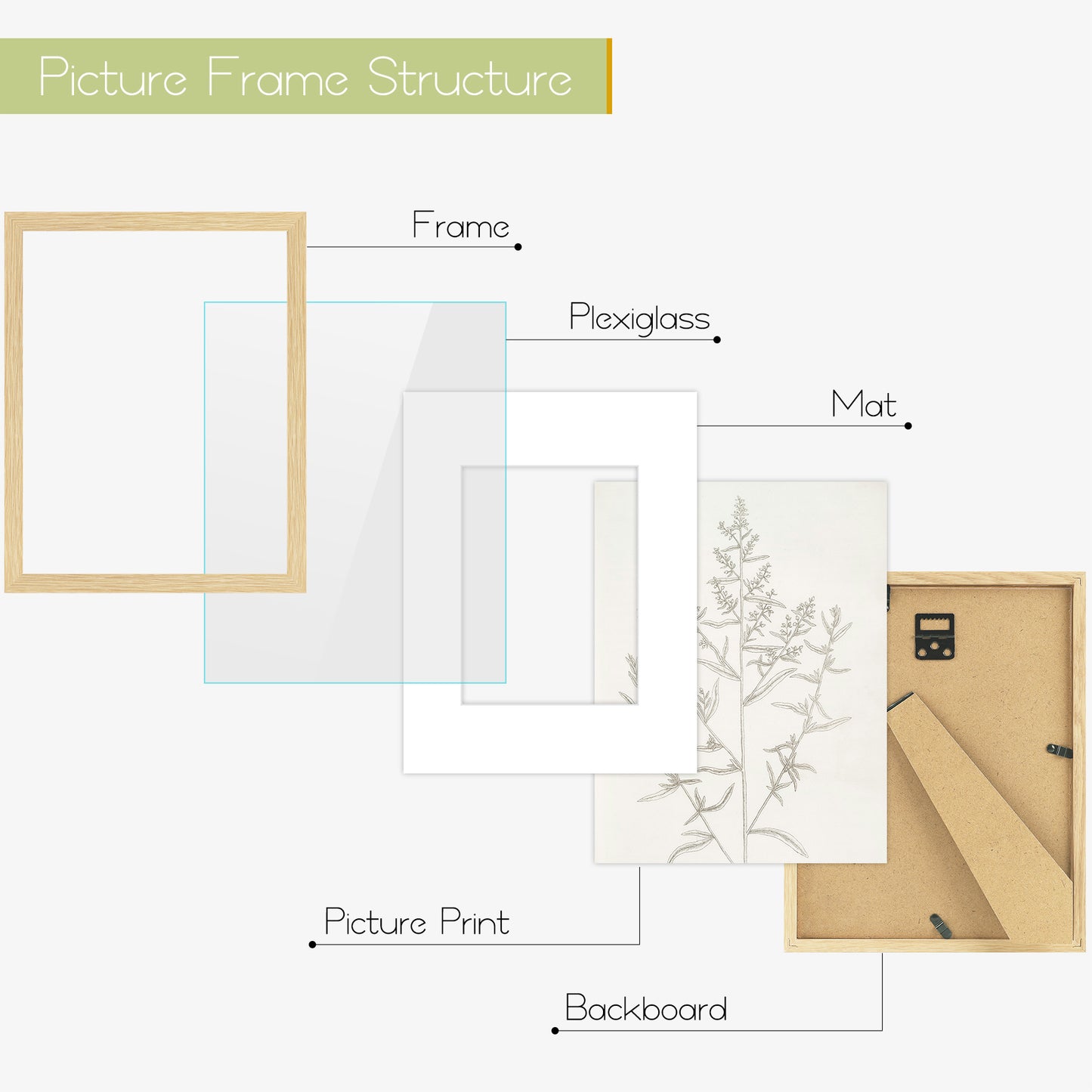 Frametory,8.5x11 Picture Frames For 6x8 Photos (8 Pack)