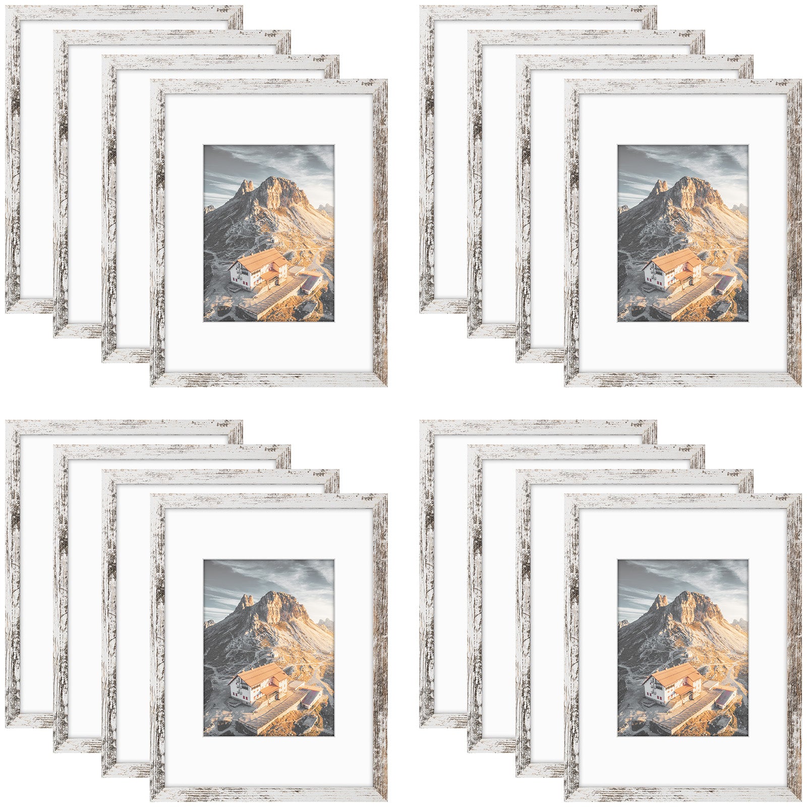 9x12 Picture Frames for 6x8 Photos with White Mat and Plexiglass