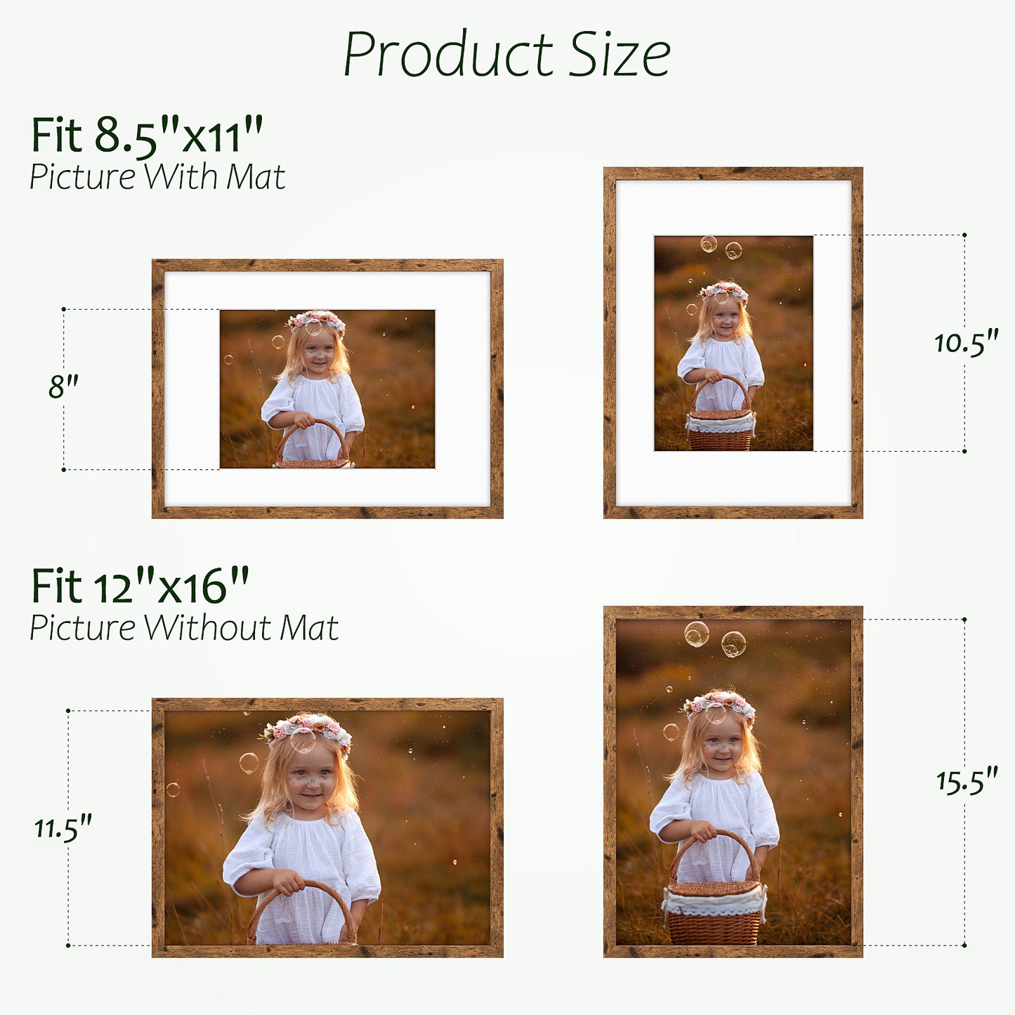 Frametory, 12x16 Brown Picture Frames for 8.5x11 Photos (16 Pack)