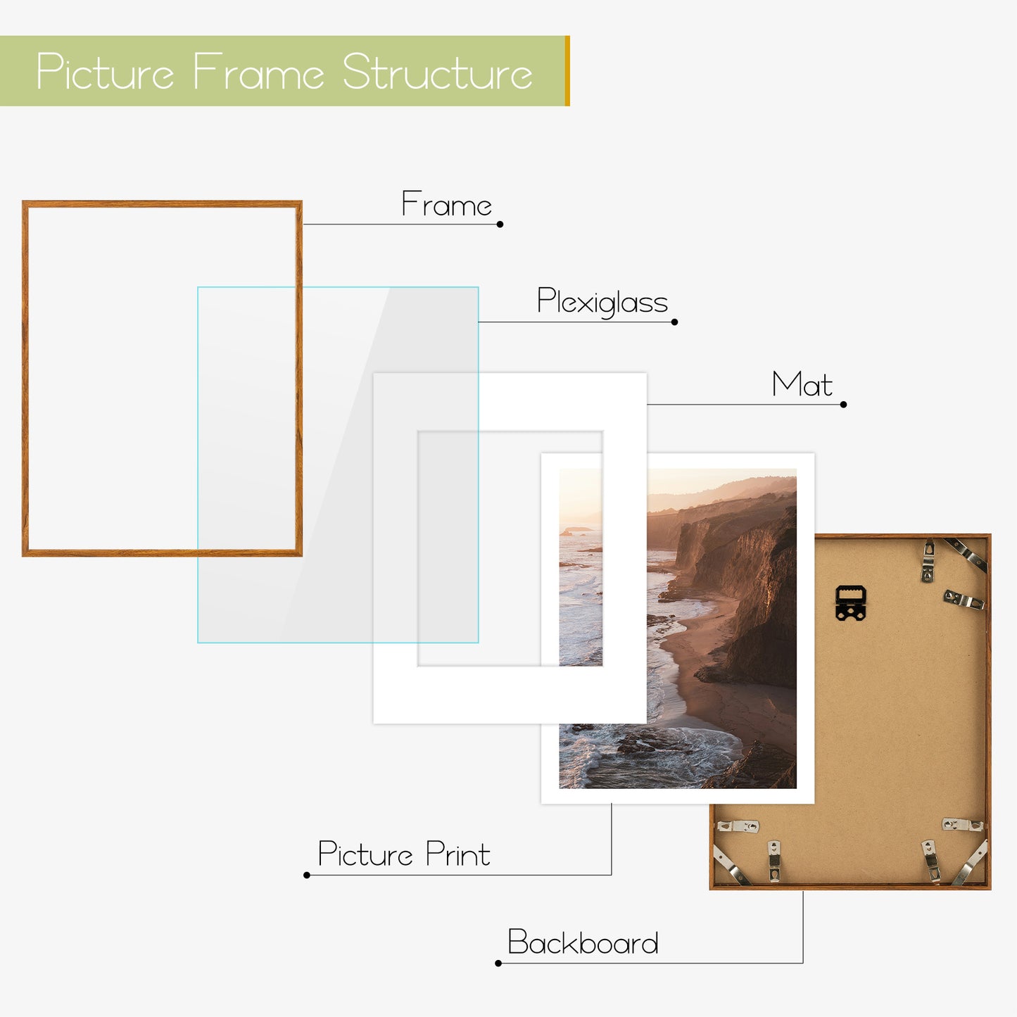 Clearance 11x14 Aluminum Picture Frames with White Mat for 8x10 Photo (12 Pack)