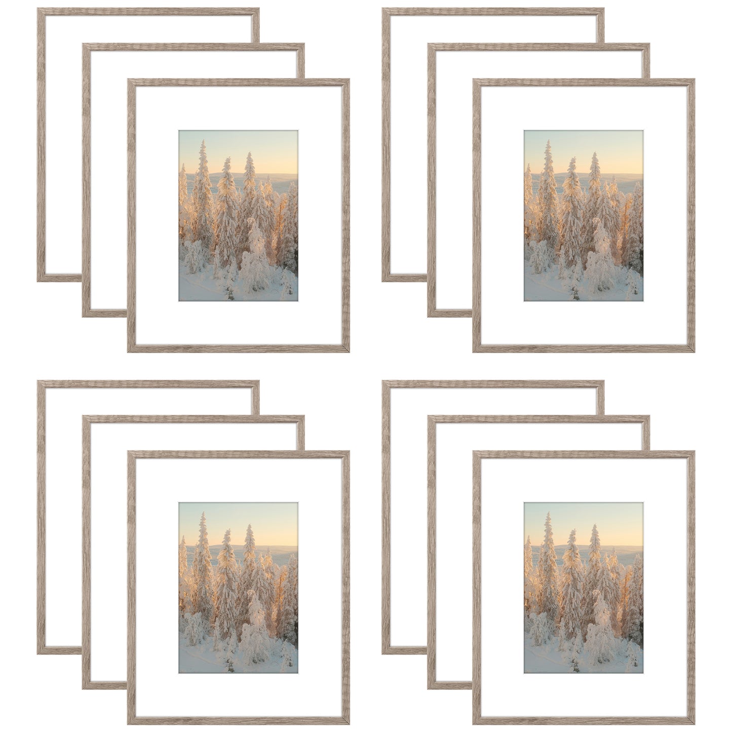 Clearance 8x10 Aluminum Picture Frames with White Mat for 5x7 Photo (12 Pack)