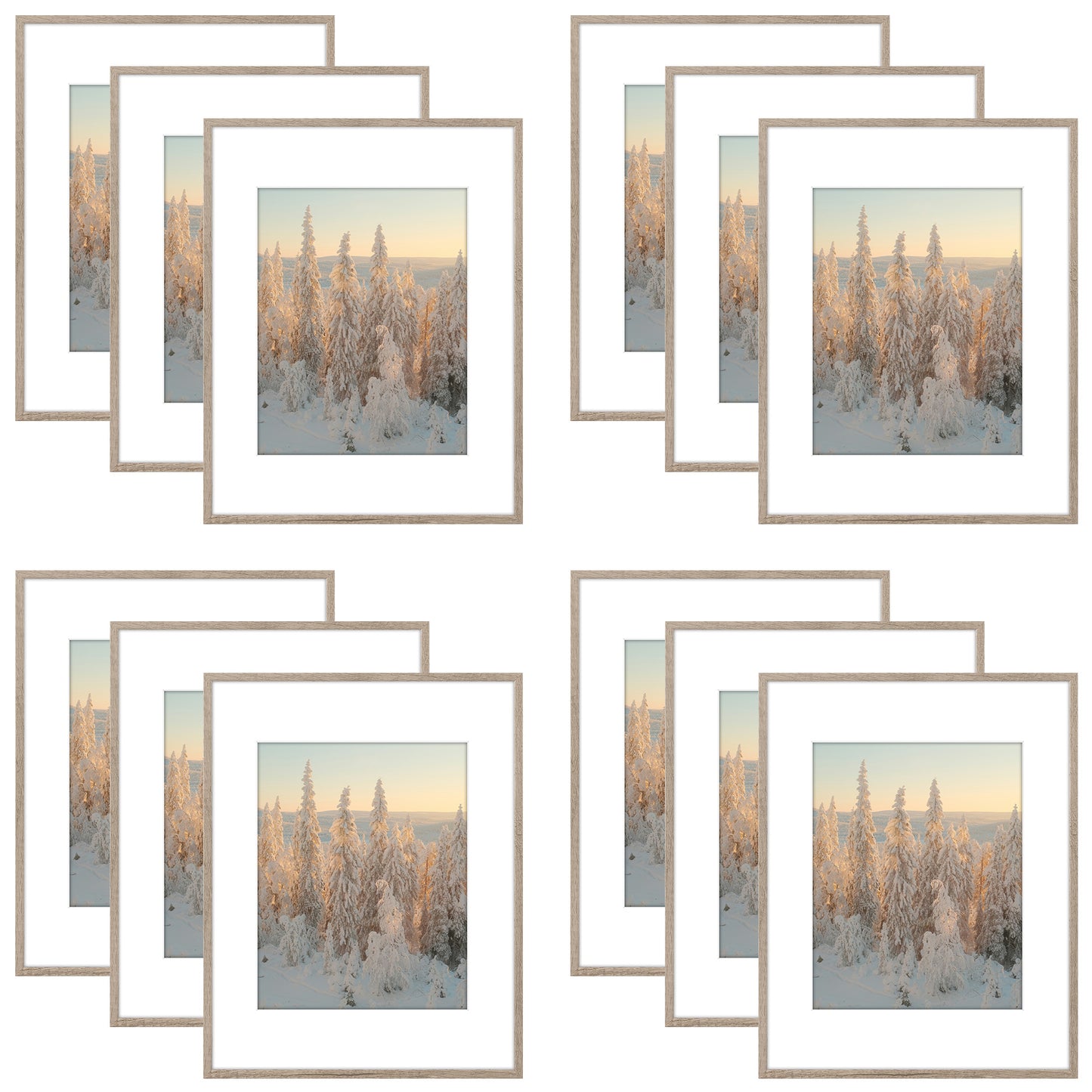 Clearance 8x10 Aluminum Picture Frames with White Mat for 5x7 Photo (12 Pack)